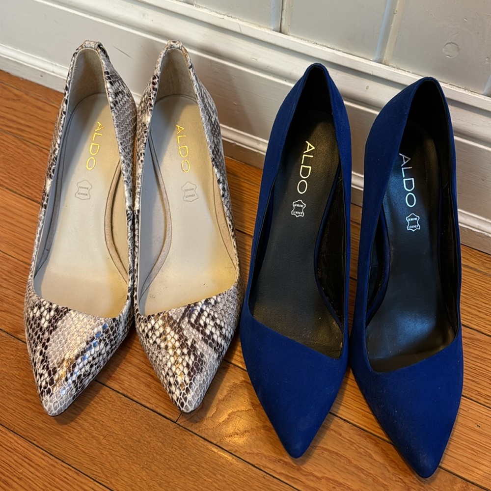 BOGO!!!  Aldo Blue Suede and Snake Skin Pumps - Size 8, 8.5